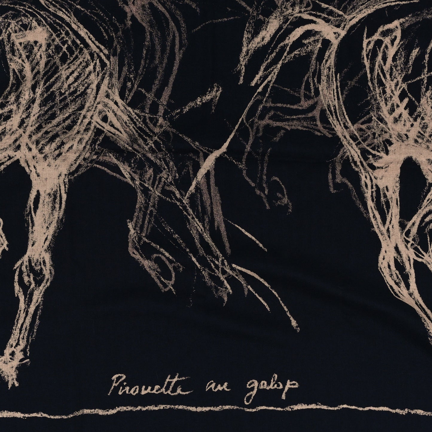 Cashmere Silk Pirouette au Galop Shawl 140 Marine Naturel Beige