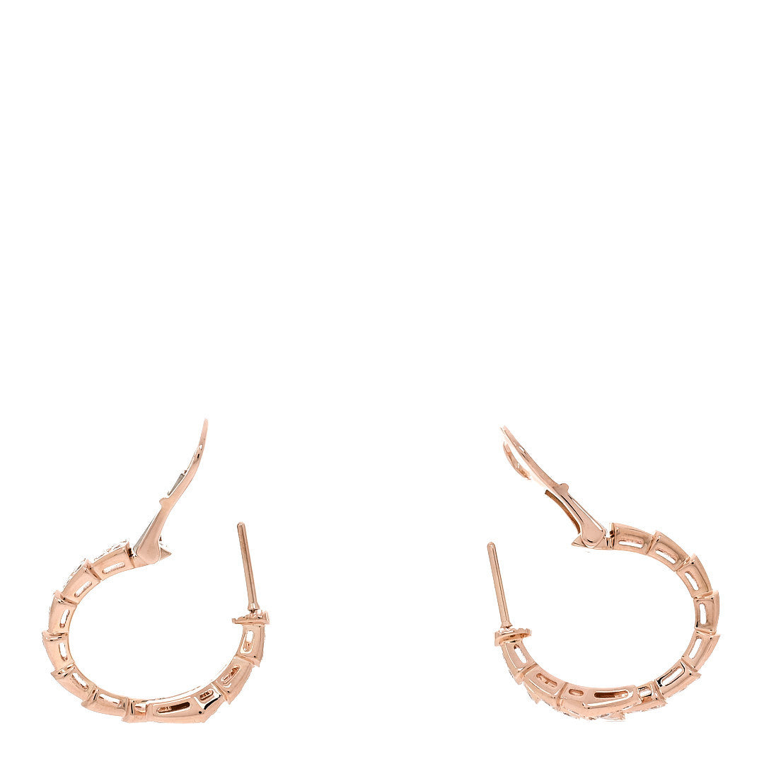 Bulgari 18K Rose Gold Diamond Serpenti Viper Hoop Pave Earrings 3 of 5