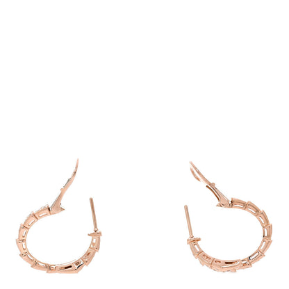 Bulgari 18K Rose Gold Diamond Serpenti Viper Hoop Pave Earrings 3 of 5