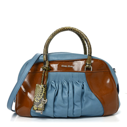 Miu Miu Nappa Vernice Snakeskin Bowler Cognac Astrale 1 of 11