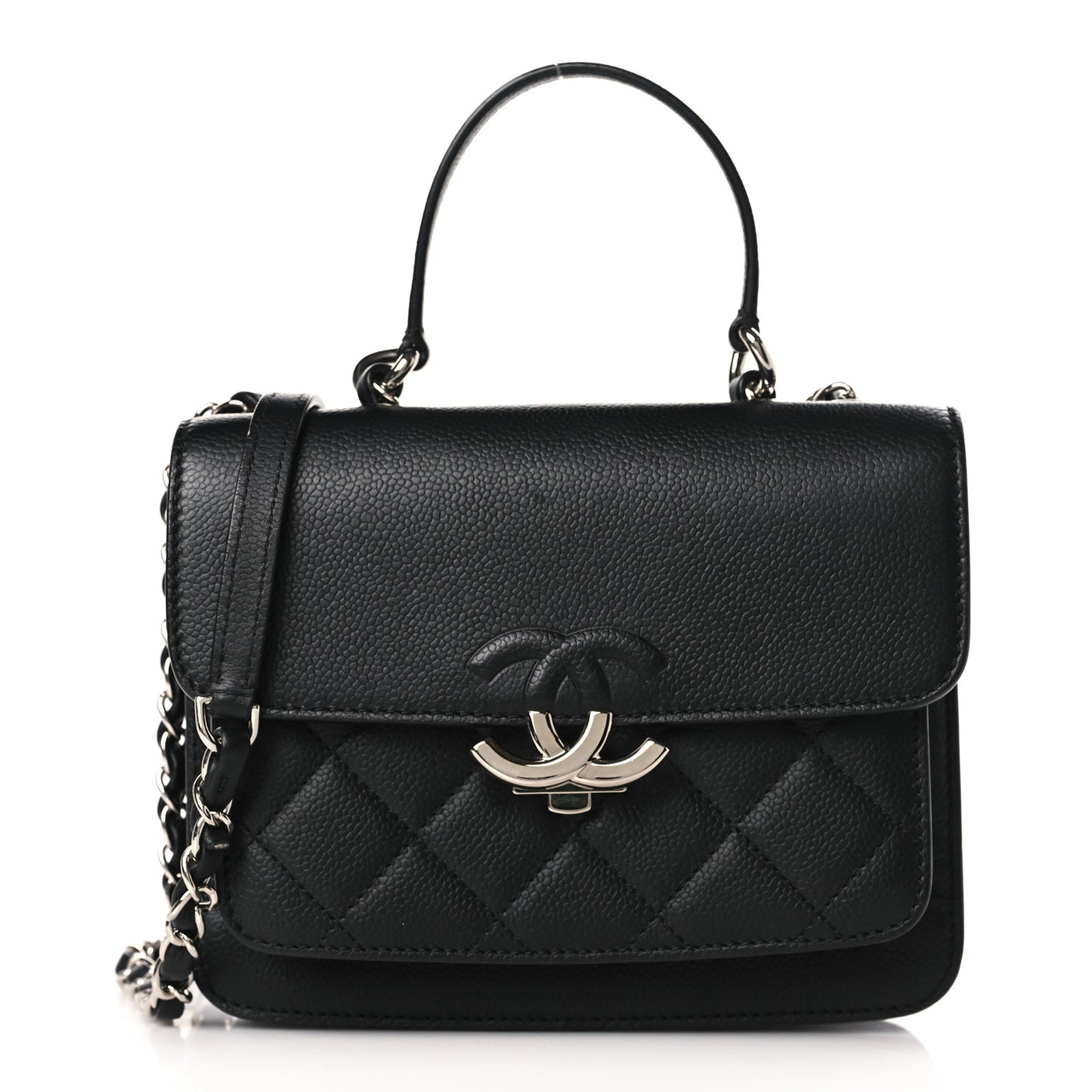Caviar Quilted CC Box Flap Black