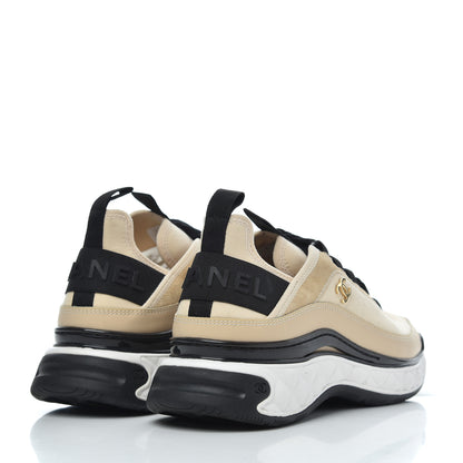 Chanel Velvet Calfskin Mixed Fibers CC Sneakers 39.5 Beige 4 of 15