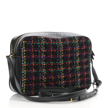 Saint Laurent Tweed Calfskin Monogram Lou Camera Bag Black 3 of 10