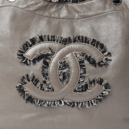 Chanel Tweed Lambskin Drawstring Tweedy Tote Taupe 10 of 10