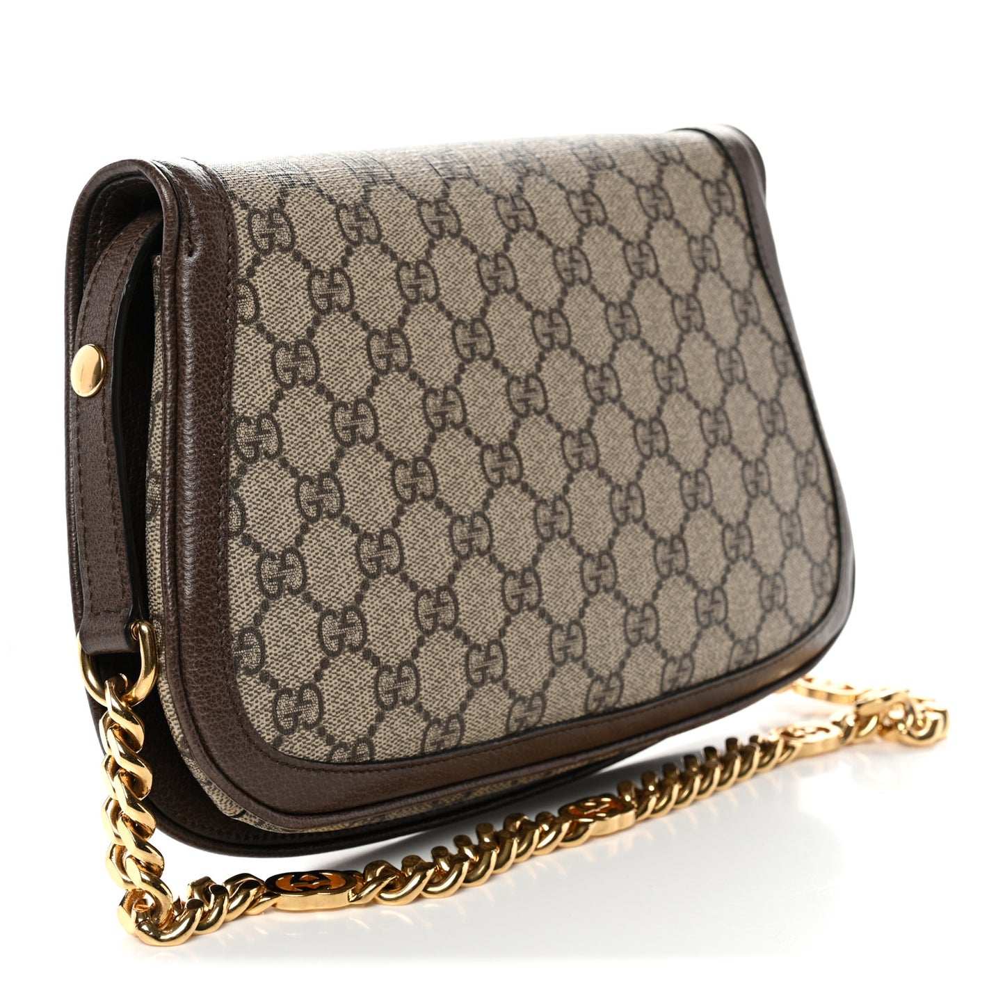 GG Supreme Monogram Textured Dollar Calfskin Blondie Chain Shoulder Flap Bag Beige Ebony New Acero