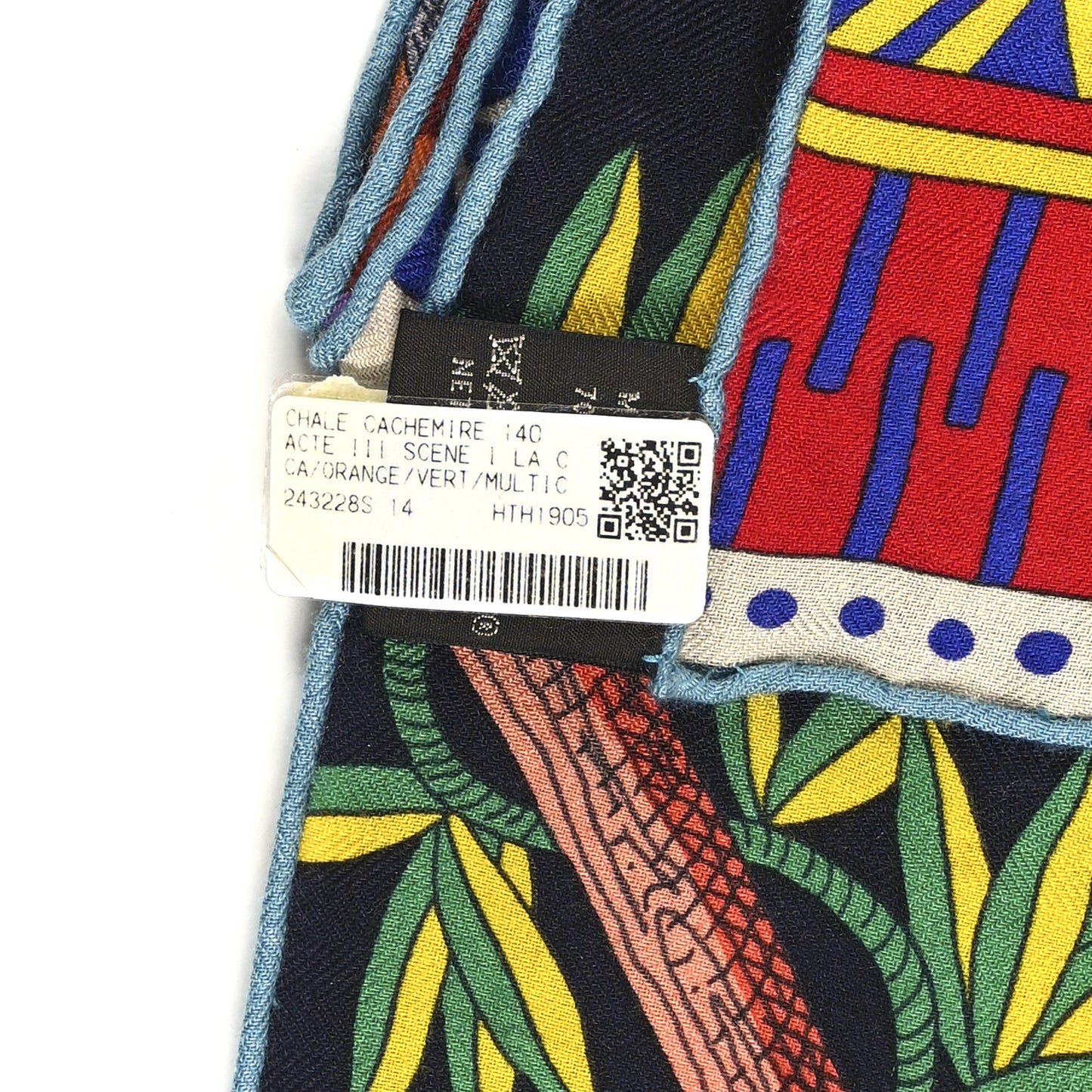 Cashmere Silk Acte III Scene I La Clairiere Shawl 140 Orange Vert Multicolore
