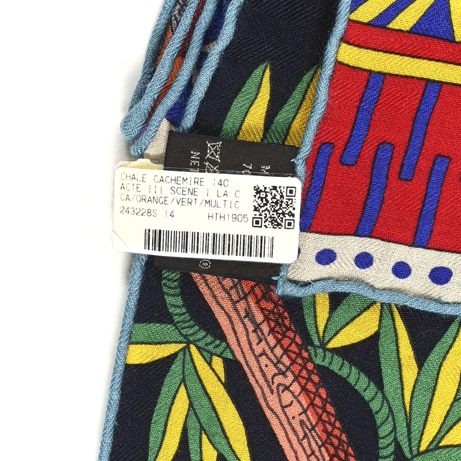 Hermes Cashmere Silk Acte III Scene I La Clairiere Shawl 140 Orange Vert Multicolore 3 of 6