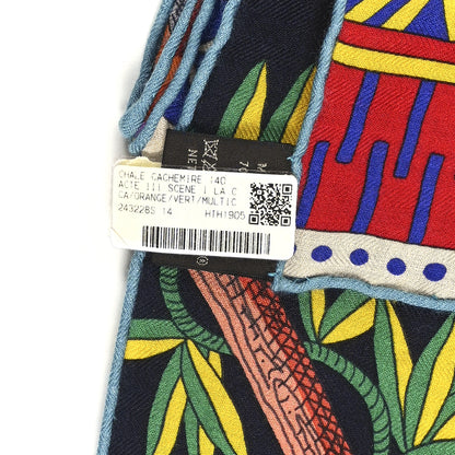 Hermes Cashmere Silk Acte III Scene I La Clairiere Shawl 140 Orange Vert Multicolore 3 of 6
