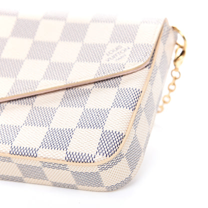 Louis Vuitton Damier Azur Pochette Felicie Chain Wallet Rose Ballerine 9 of 13