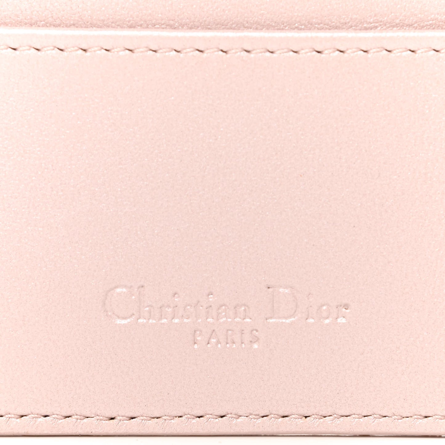 Metallic Lambskin Cannage Lady Dior Card Holder Pink