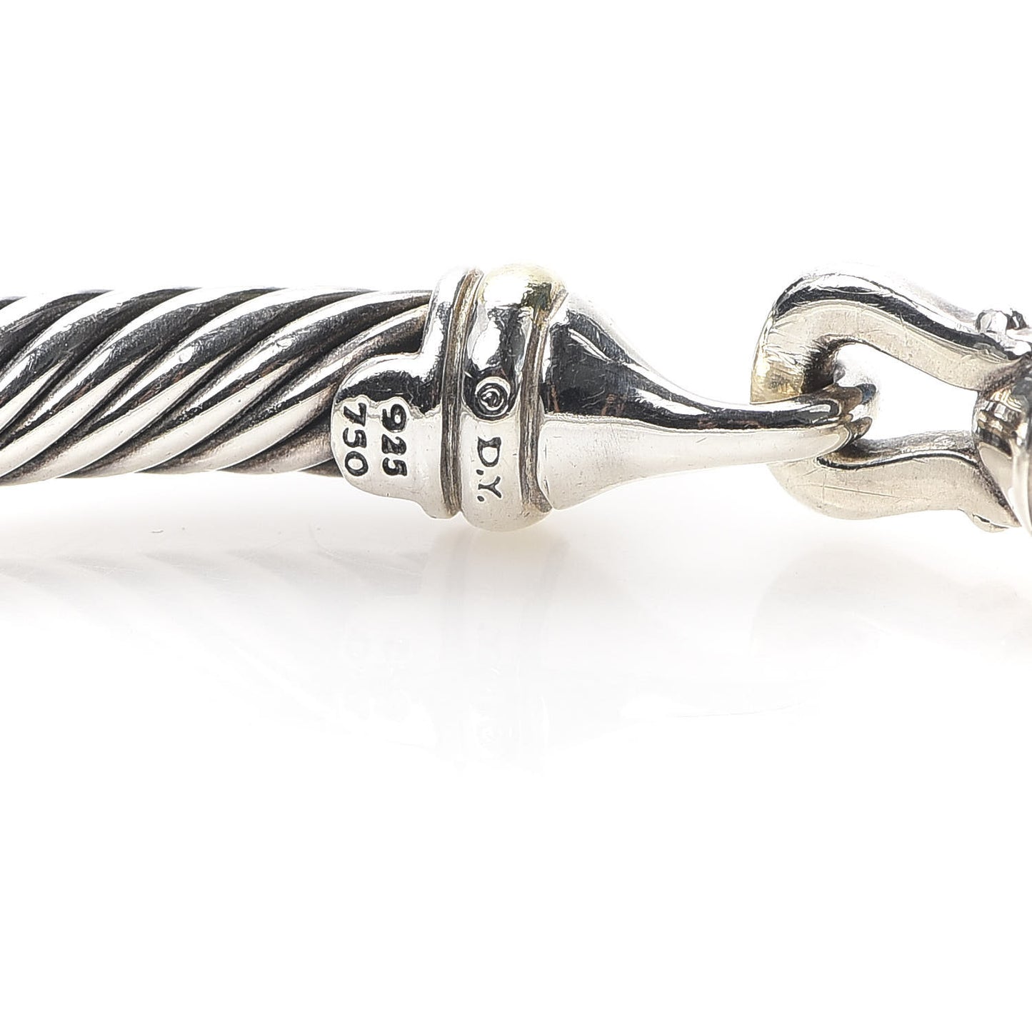 Sterling Silver 18K Yellow Gold 5mm Cable Classic Buckle Bracelet