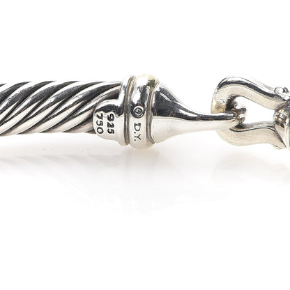David Yurman Sterling Silver 18K Yellow Gold 5mm Cable Classic Buckle Bracelet 4 of 4