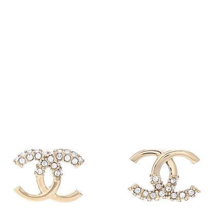 Chanel Crystal Metal CC Earrings Gold 1 of 5