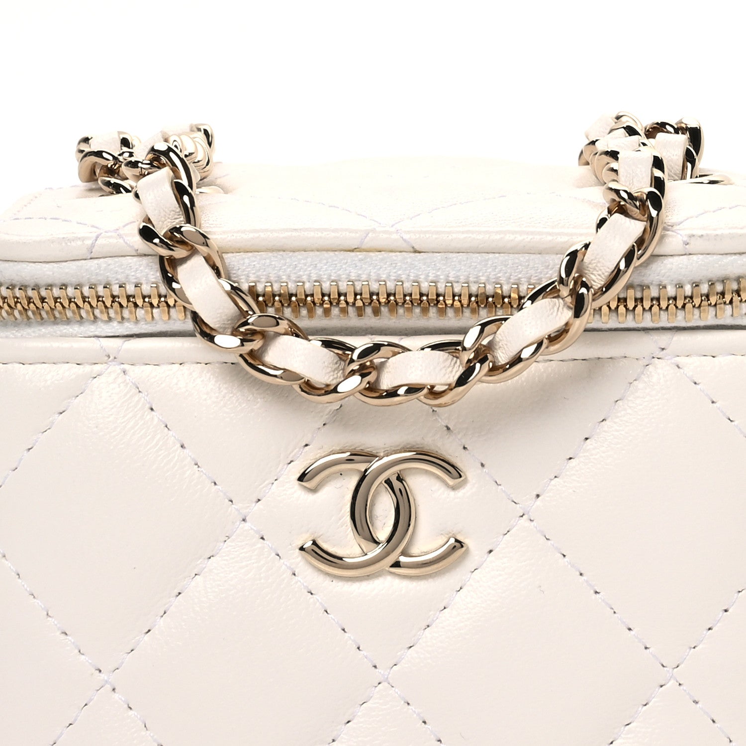 Chanel Lambskin Quilted My Chanel Lady Vanity Case With Chain White 8 of 10