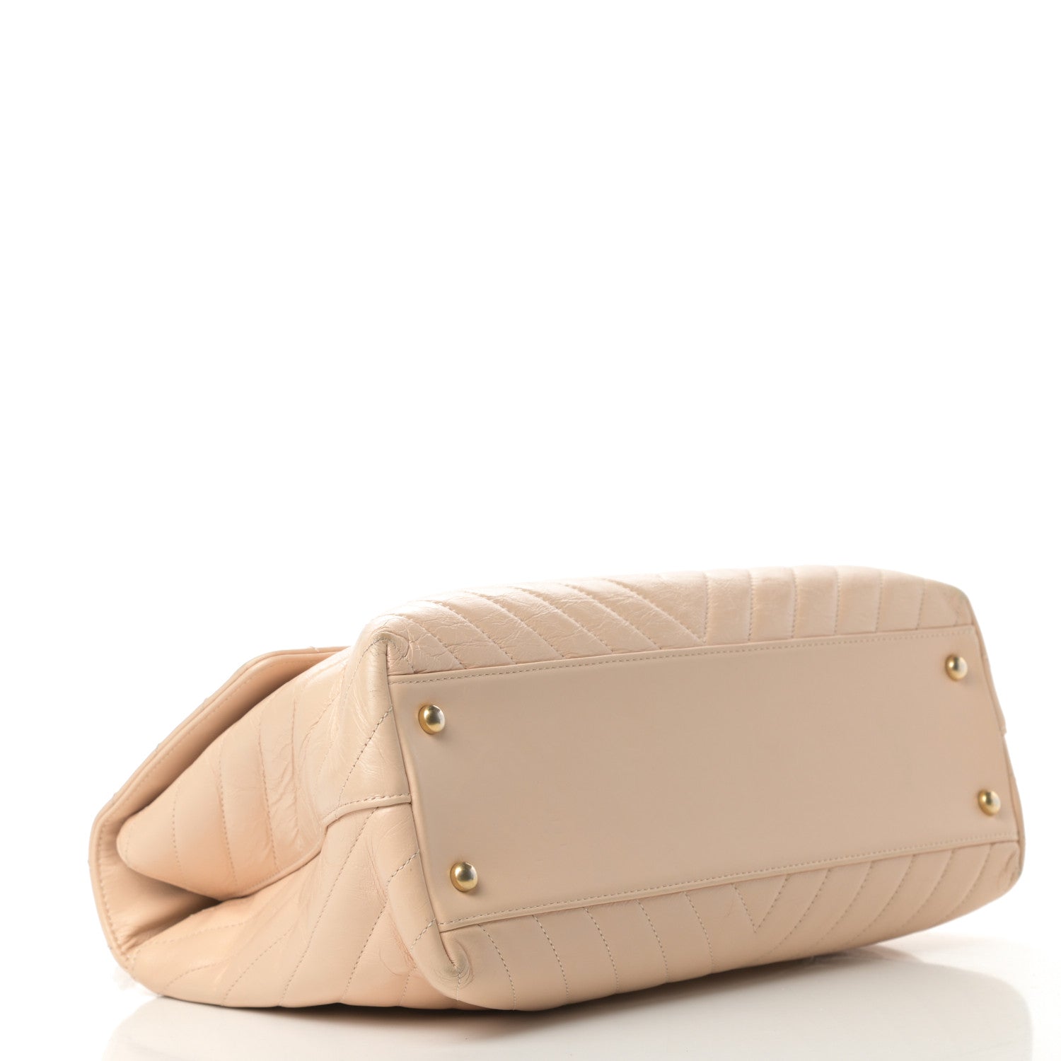 Chanel Calfskin Chevron Quilted Medium Coco Handle Flap Beige 4 of 17