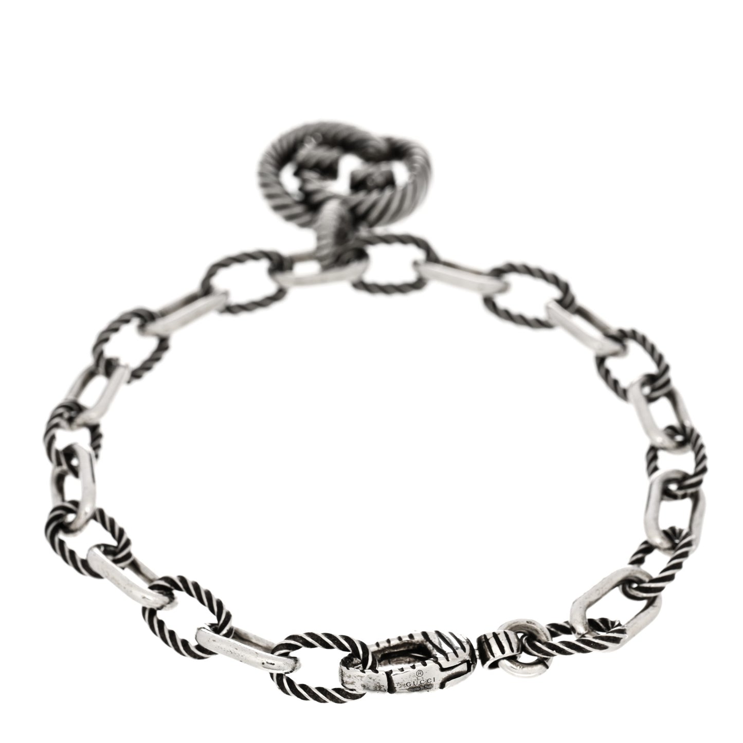 Sterling Silver Interlocking G Charm Bracelet