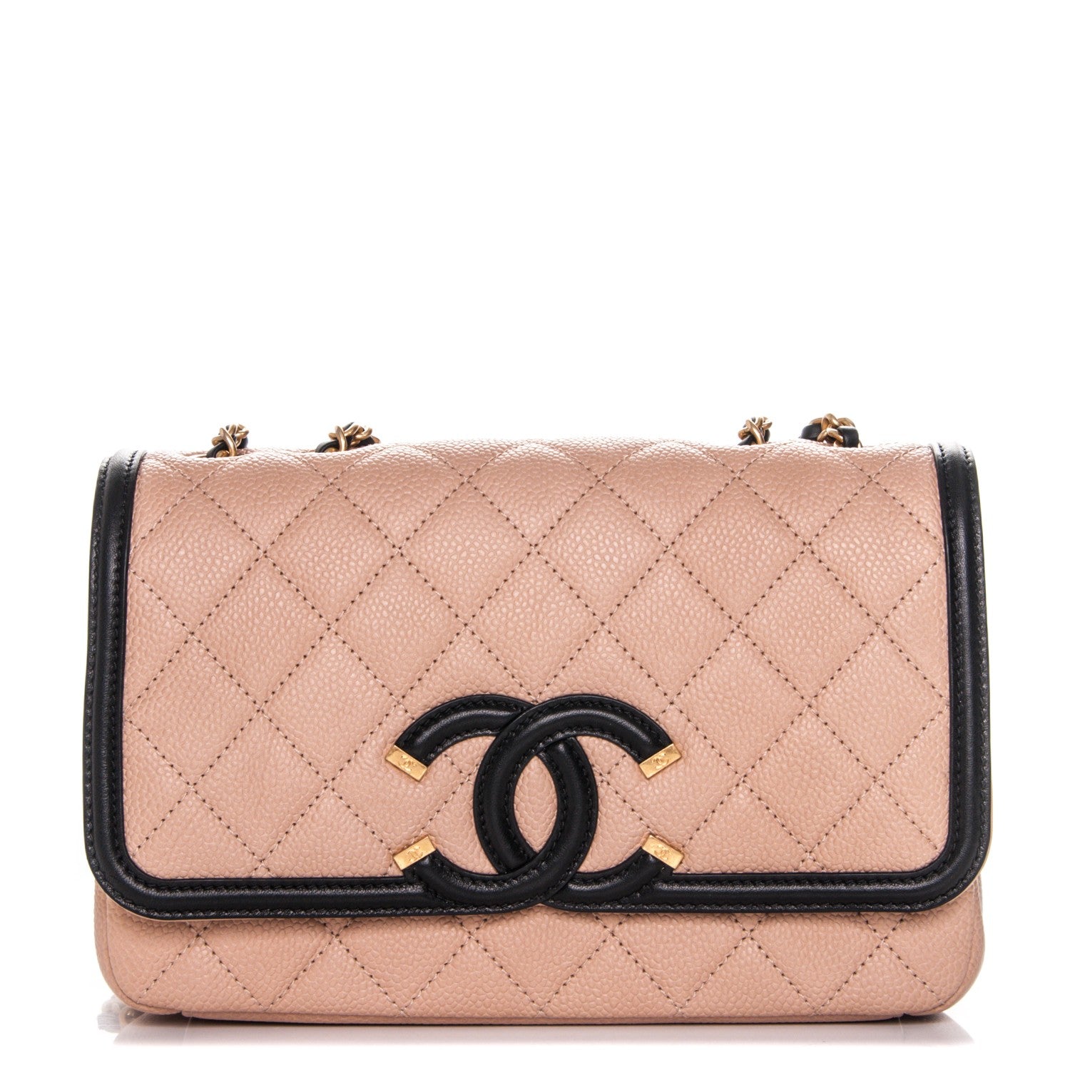 Chanel Caviar Quilted Small CC Filigree Flap Beige Black 1 of 7