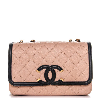 Chanel Caviar Quilted Small CC Filigree Flap Beige Black 1 of 7