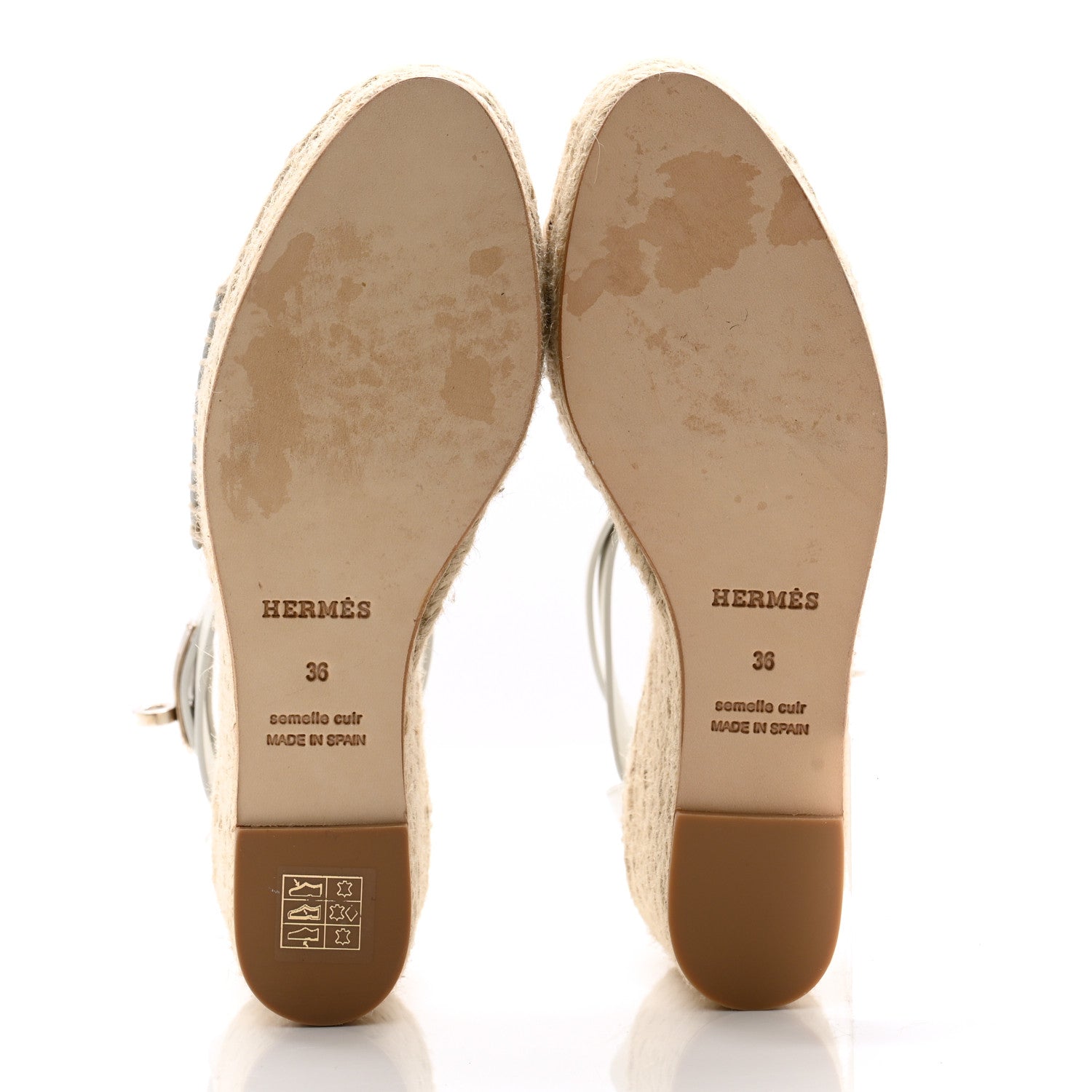 Hermes Calfskin Tivoli Espadrille Wedge Sandals 36 White 5 of 11