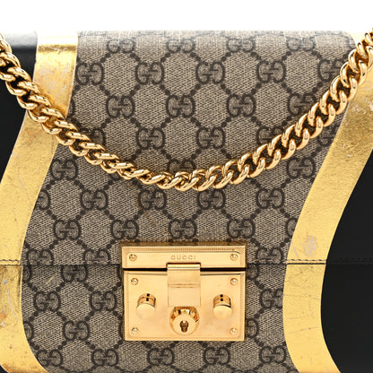 Gucci Calfskin GG Supreme Monogram Medium Padlock Shoulder Bag Black Gold 8 of 15