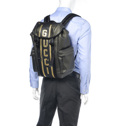 Gucci X DAPPER DAN Calfskin Laminated Ayers GG Micro Monogram Double Buckle Backpack Black Gold 2 of 9