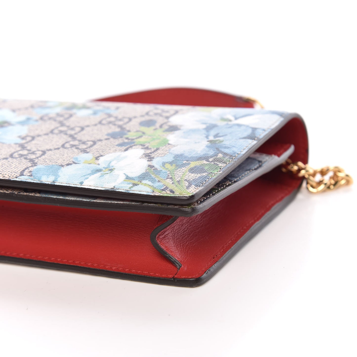 GG Supreme Monogram Blooms Chain Wallet Blue