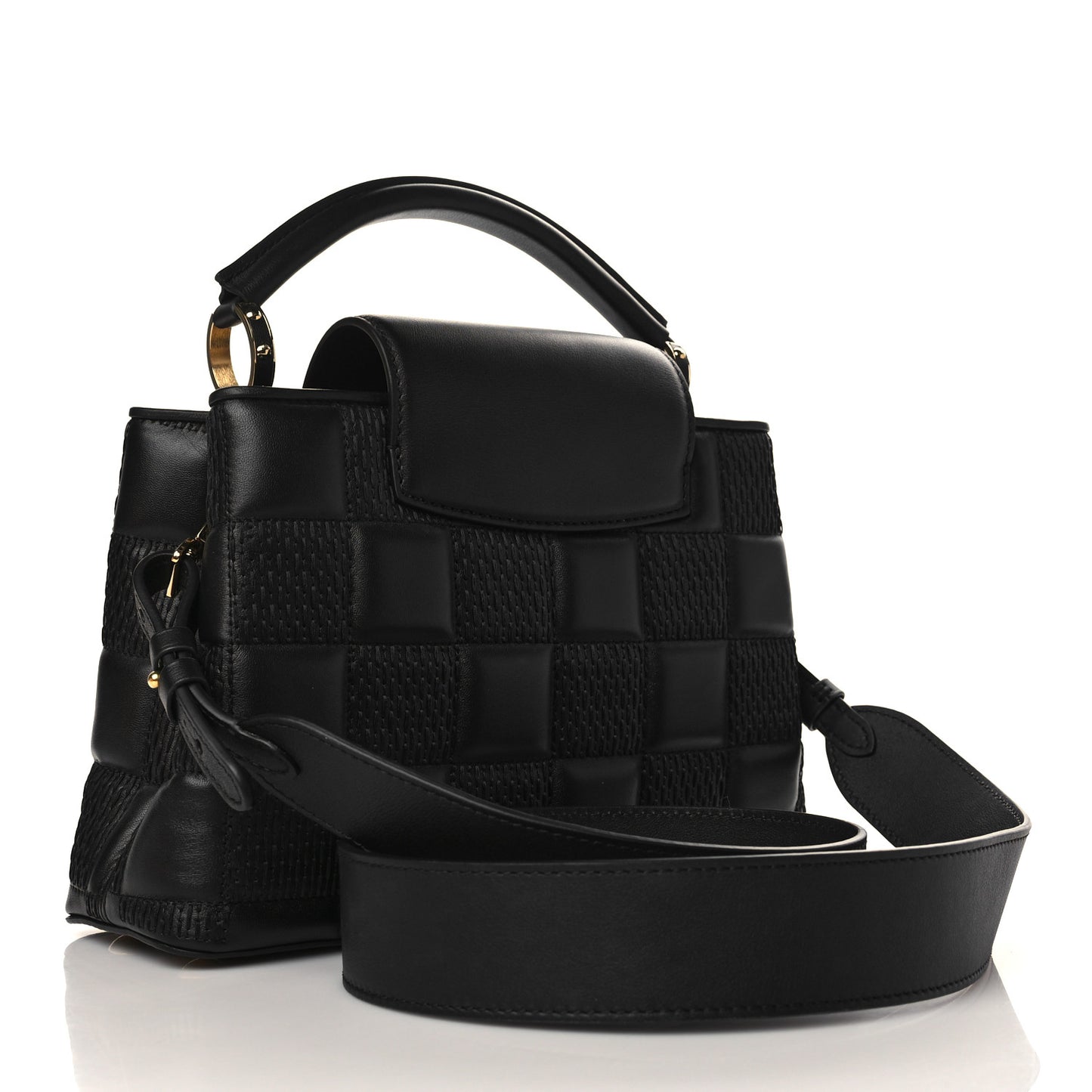 Lambskin Damier Quilt Capucines BB Matte Black