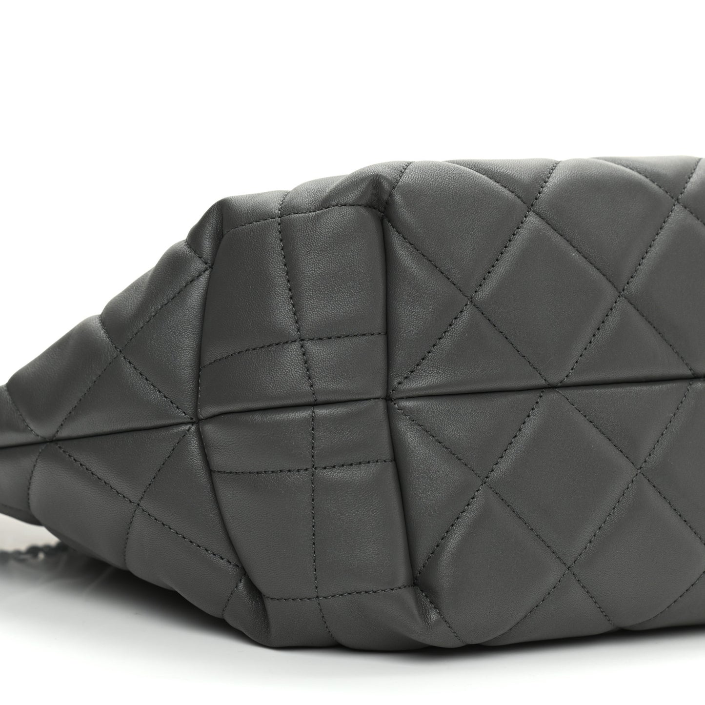 Lambskin Quilted CC Dweller Drawstring Tote Grey