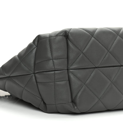 Chanel Lambskin Quilted CC Dweller Drawstring Tote Grey 9 of 10