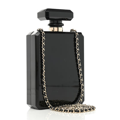 Chanel Plexiglass Perfume Bottle Clutch Black Gold 2 of 13