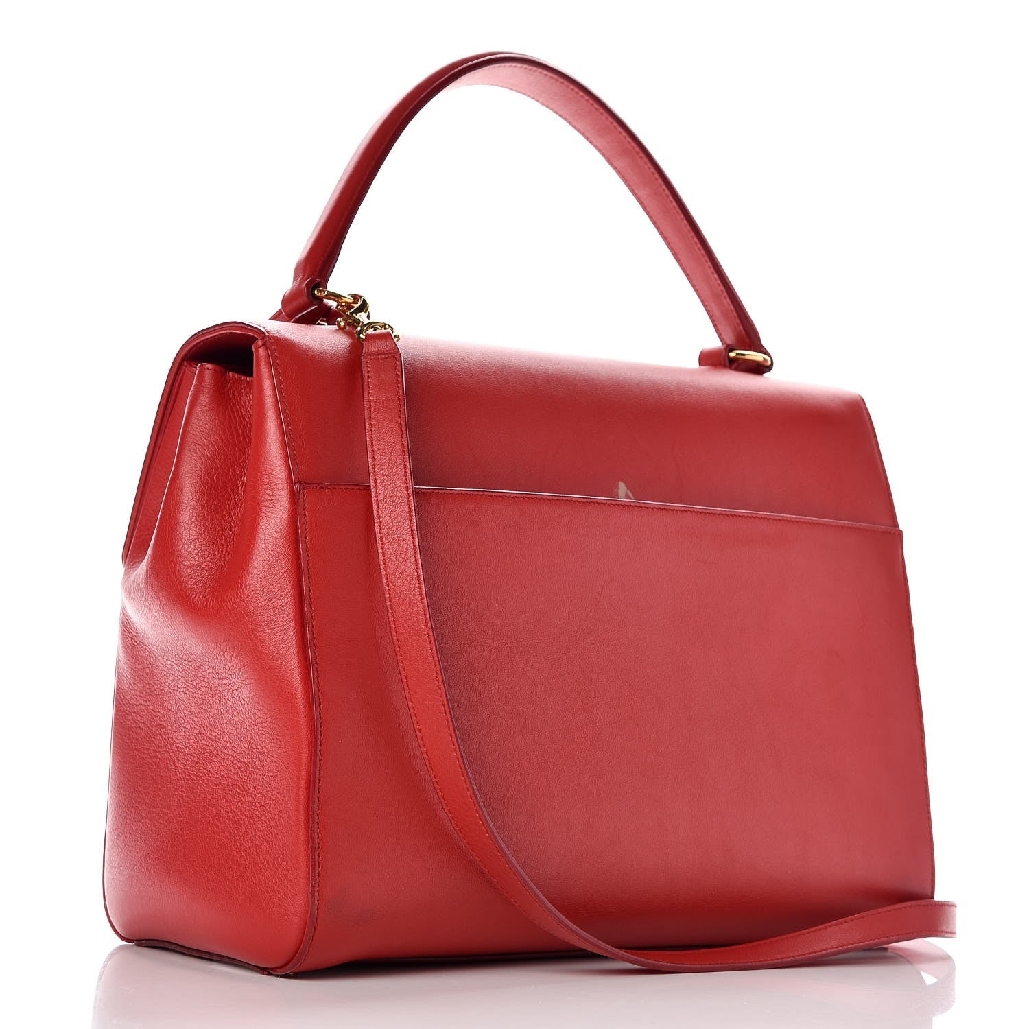 Saint Laurent Calfskin Medium Moujik Top Handle Bag Lipstick Red 4 of 18