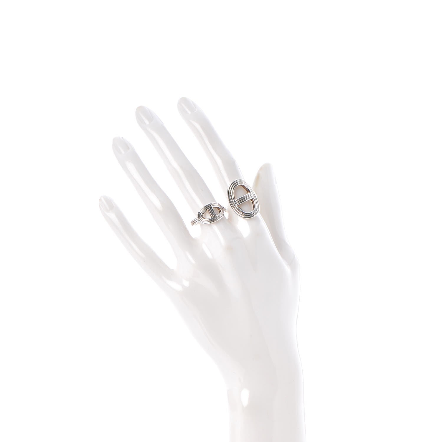 Hermes Sterling Silver Double Chaine d'Ancre 24 TGM Ring 53 6.25 2 of 6