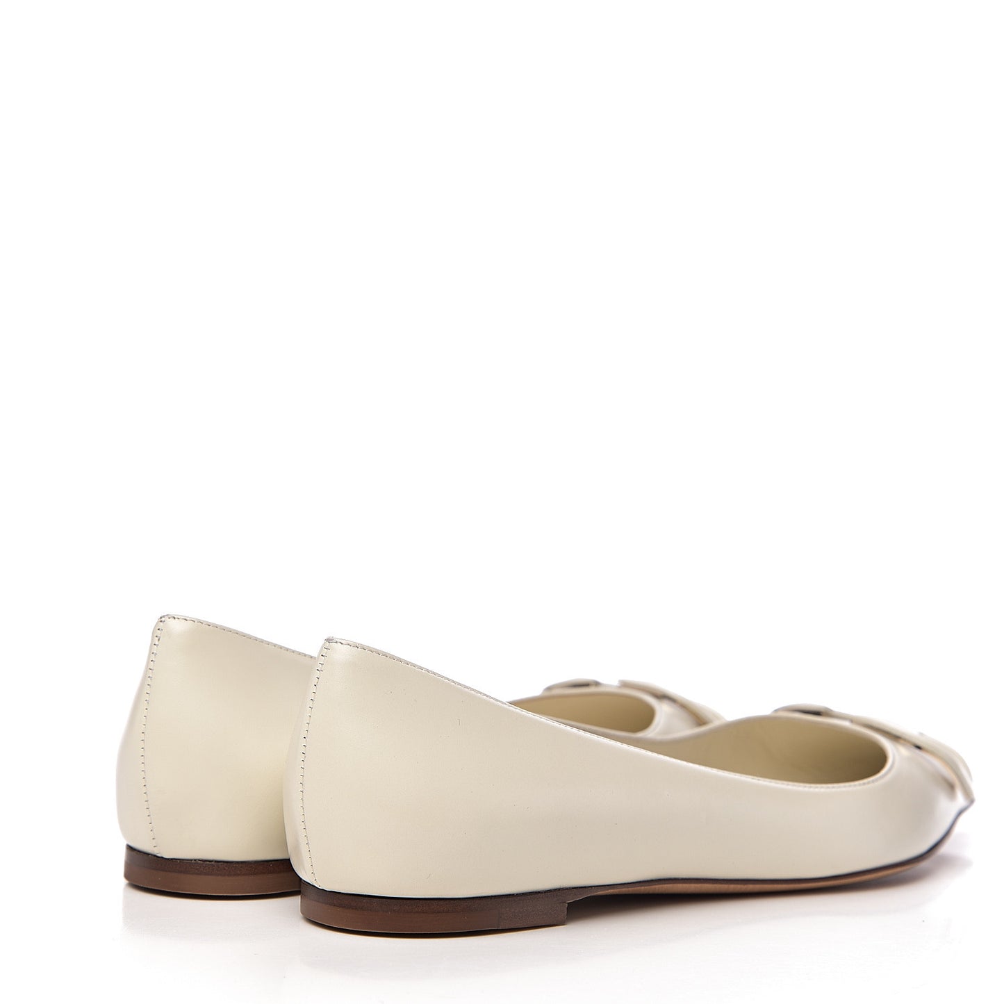 Nappa Vlogo Flats 37.5 Light Ivory