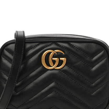 Gucci Calfskin Matelasse Mini GG Marmont Chain Shoulder Bag Black 9 of 11