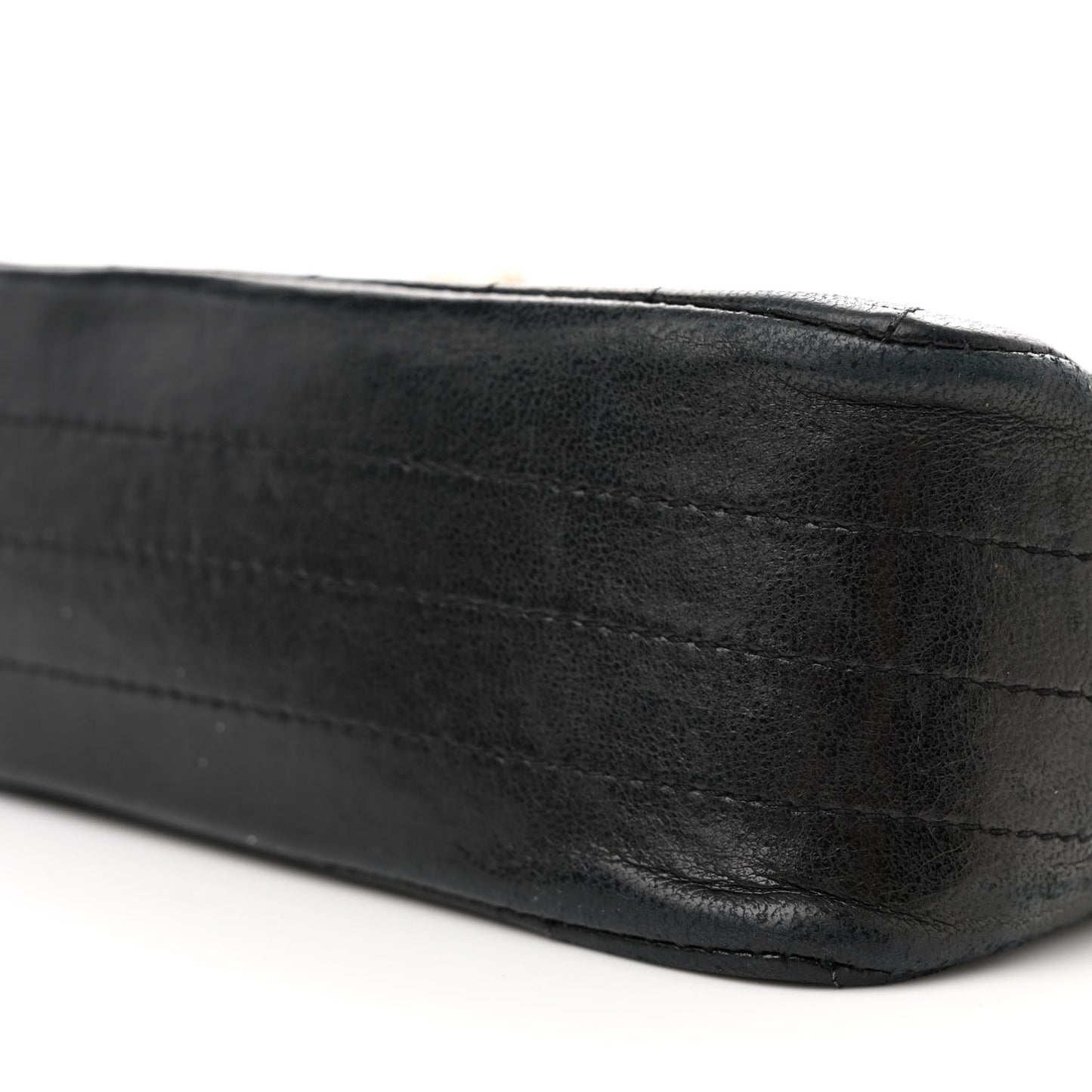 Lambskin Stitched Single Flap Black