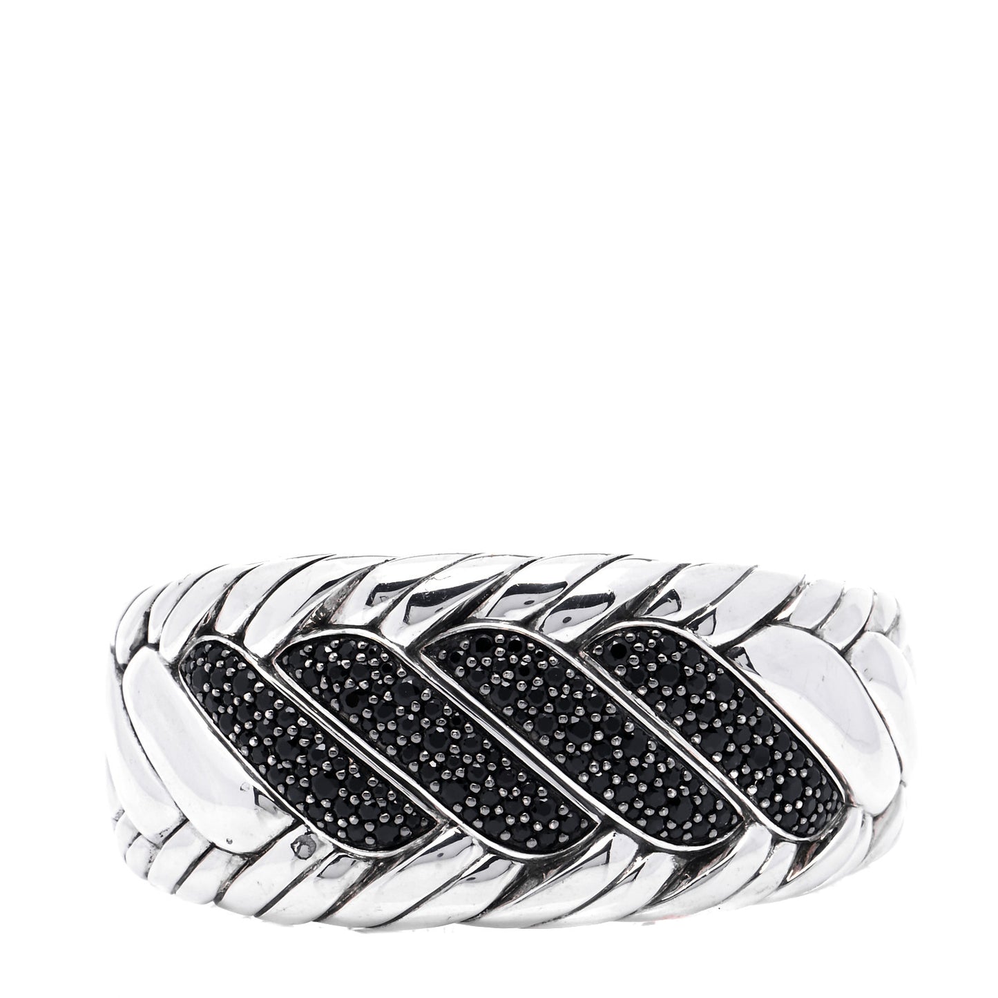 Sterling Silver Black Sapphire Braided Cuff Bracelet