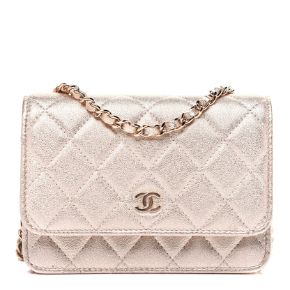 Chanel Metallic Lambskin Quilted Mini Wallet On Chain WOC Gold 1 of 11
