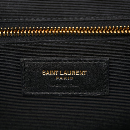 Saint Laurent Grain De Poudre Textured Mixed Matelasse Large Triquilt Monogram Satchel Black 5 of 9