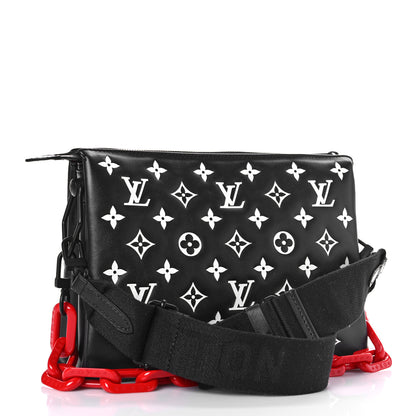 Louis Vuitton Lambskin Embossed Monogram Coussin PM Black White 4 of 11