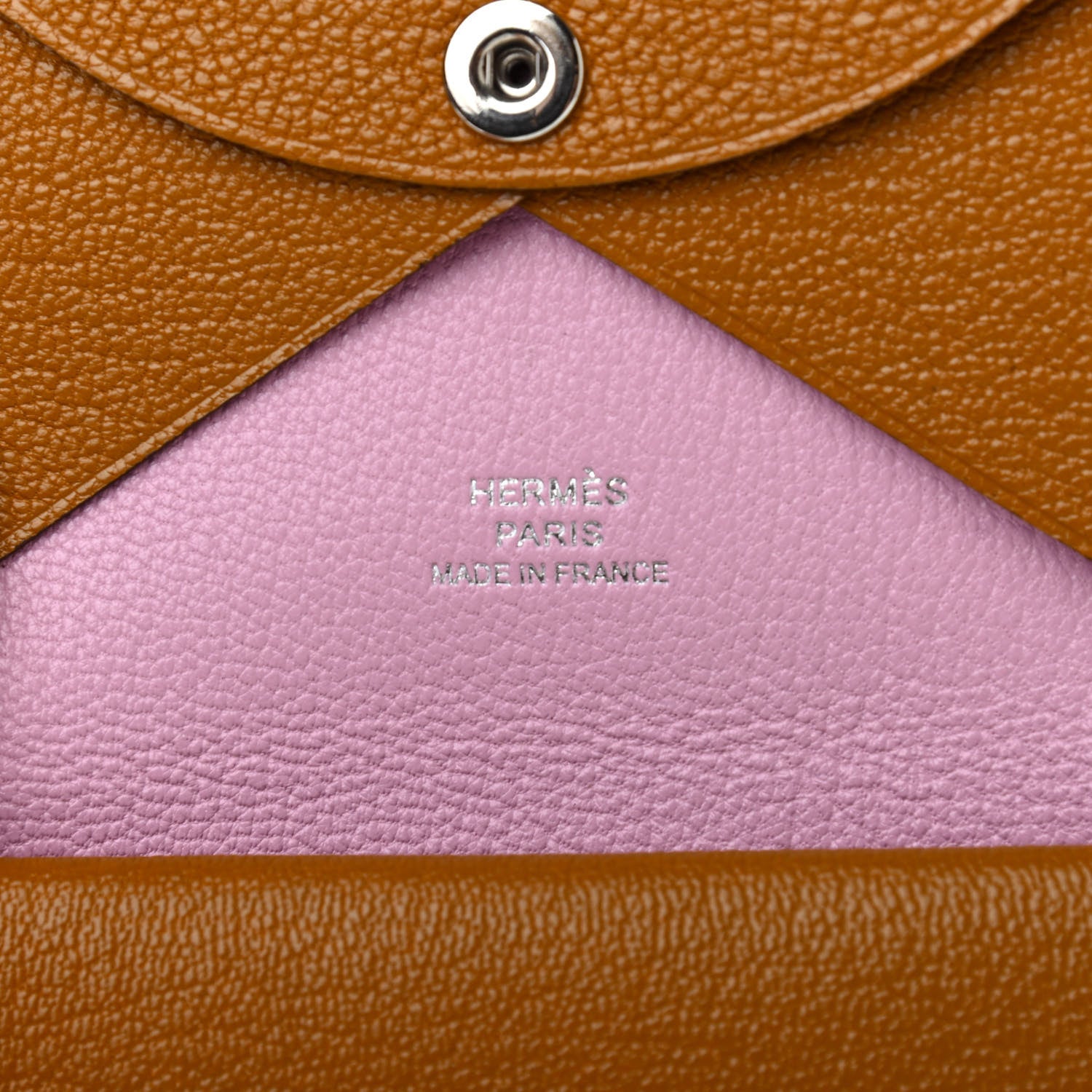 Hermes Chevre Mysore Verso Calvi Duo Card Case Caramel Mauve Sylvestre 6 of 7