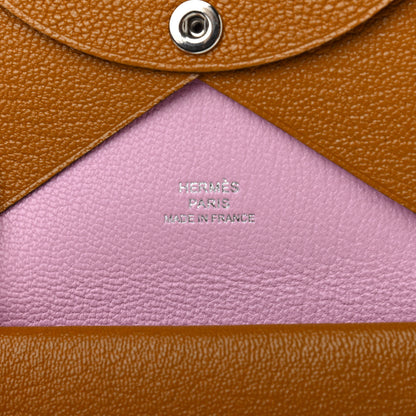 Hermes Chevre Mysore Verso Calvi Duo Card Case Caramel Mauve Sylvestre 6 of 7