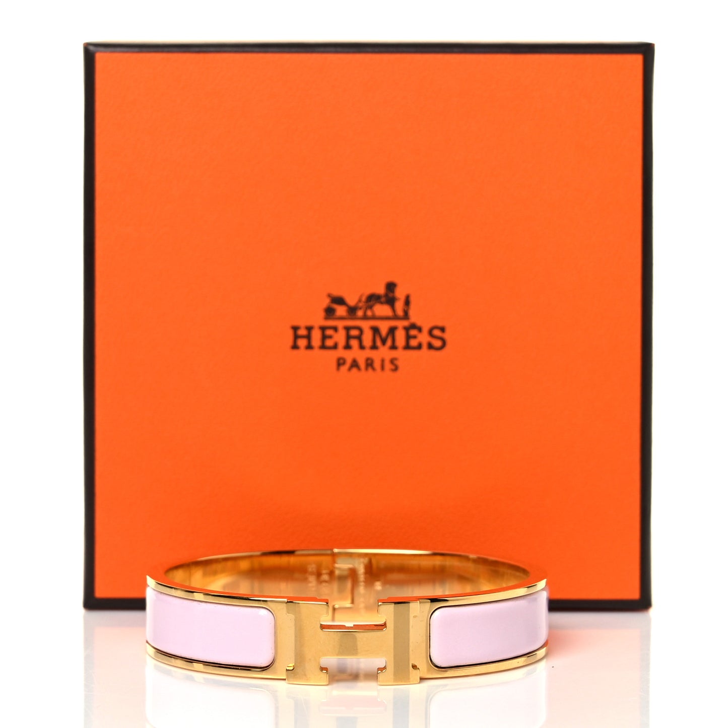Enamel Narrow Clic Clac H Bracelet GM Rose Dragee