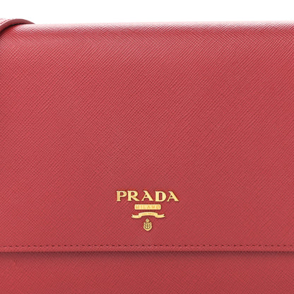 Prada Saffiano Metal Flap Wallet With Strap Fuoco 8 of 15