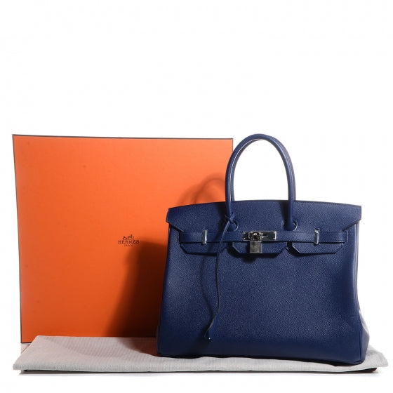 Epsom Birkin 35 Bleu Saphir