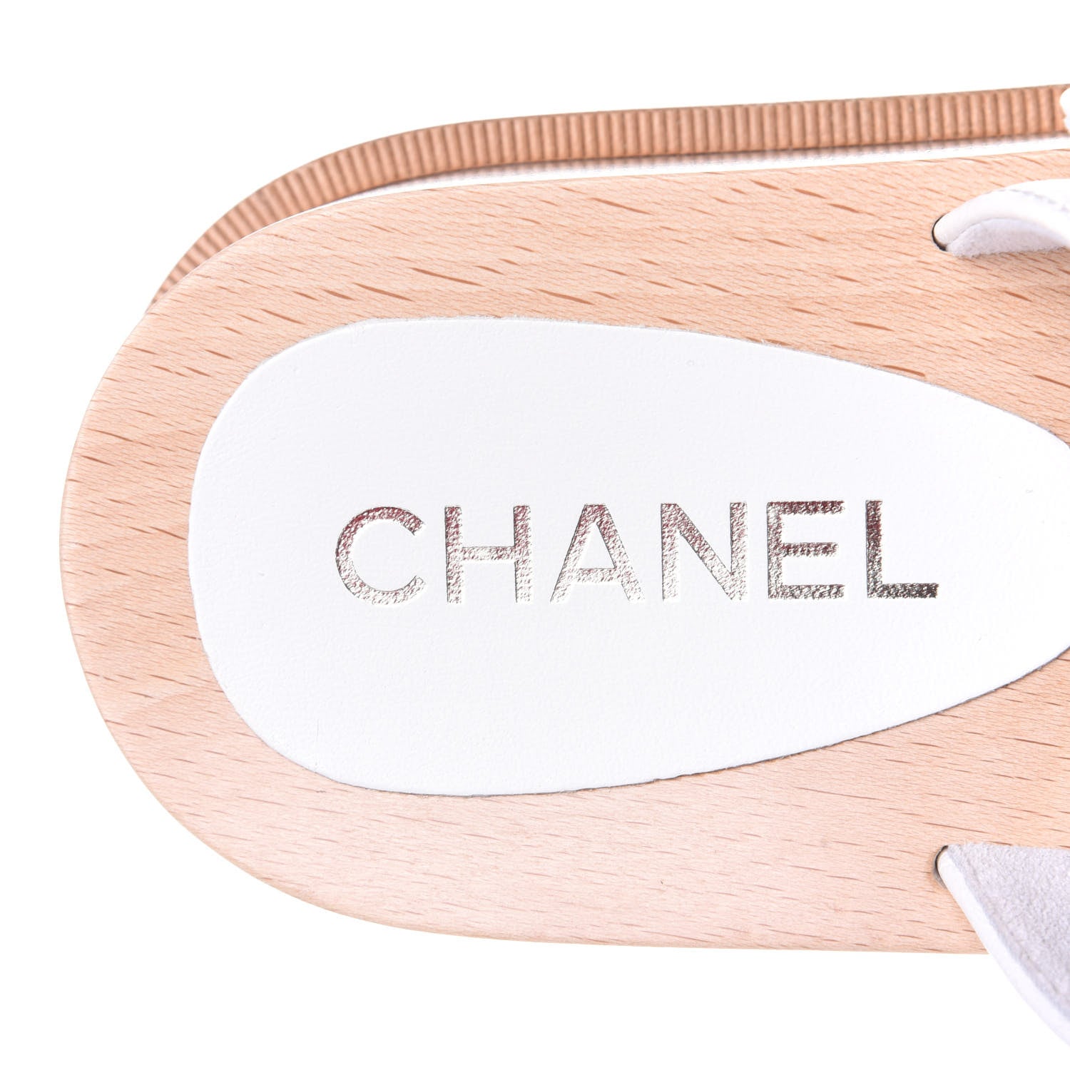 Chanel Calfskin Wood Buckle Sandals 40 White 9 of 11