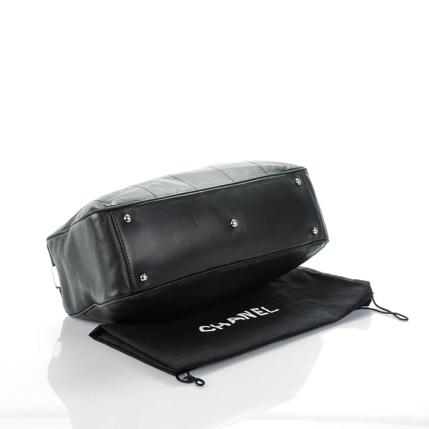 Caviar Square Stitched Large Tote Black