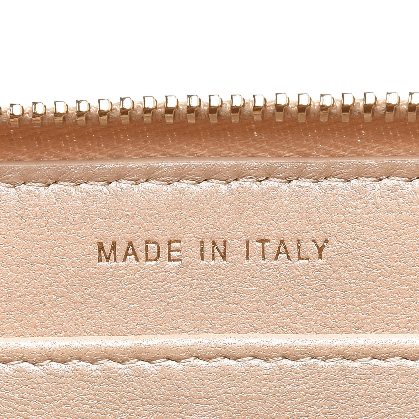 Lambskin Zip Around Large Gusset Wallet With Pearl Chain Light Beige