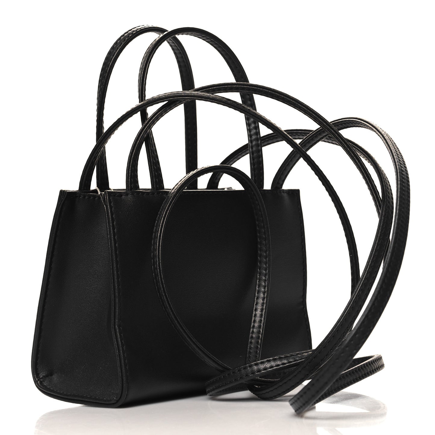 Vegan Leather Small Shopping Bag Black