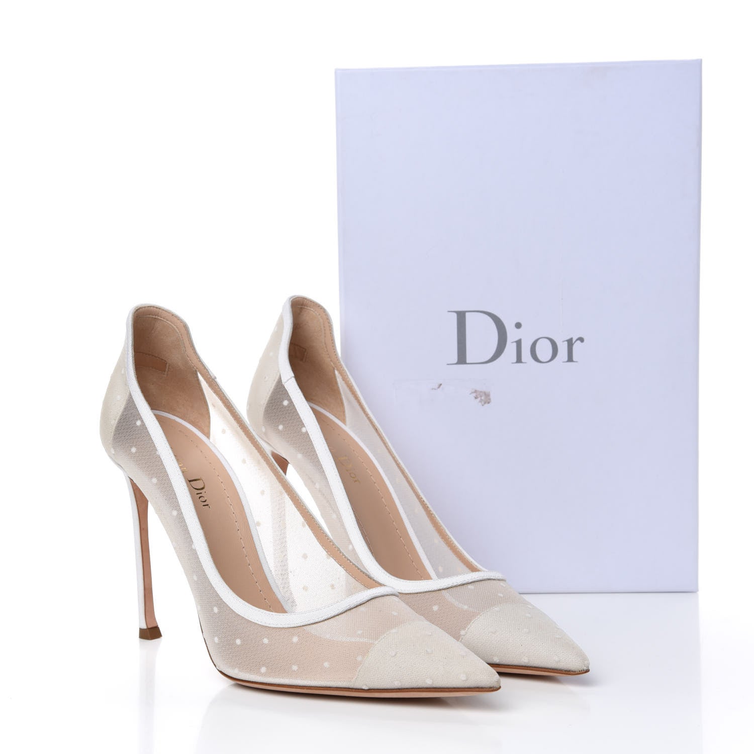 Christian Dior Mesh Plumetis Tulle D-Moi Pumps 41.5 White 10 of 10