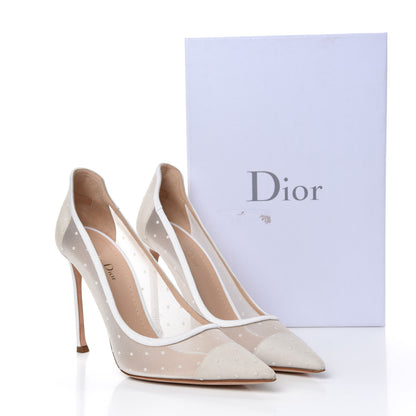 Christian Dior Mesh Plumetis Tulle D-Moi Pumps 41.5 White 10 of 10